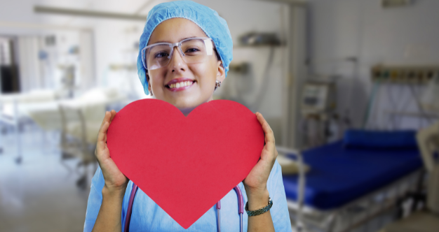 Nurse with paper heart